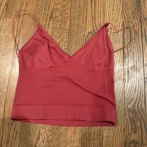 Free People Ribbed V-Neck Brami Red/pink M/L